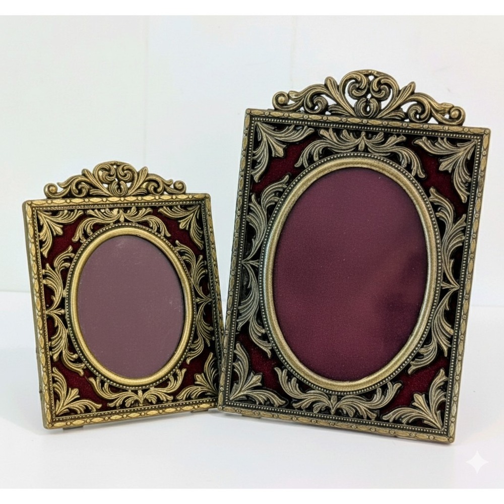 Source Unknown Ornate Gold and Burgundy Picture Frames